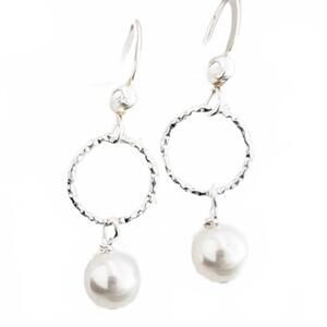 NEW SOSIE women's peach swarovski crystal pearl drop earrings in white